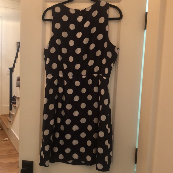 Navy white large polkadot Jcrew dress size 12 - Picture 4 of 4